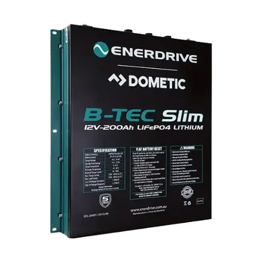 [EPL-200BT-12V-SLIM] Enerdrive B-TEC 12V 200Ah LiFePO4 Slim Battery in Metal Case
