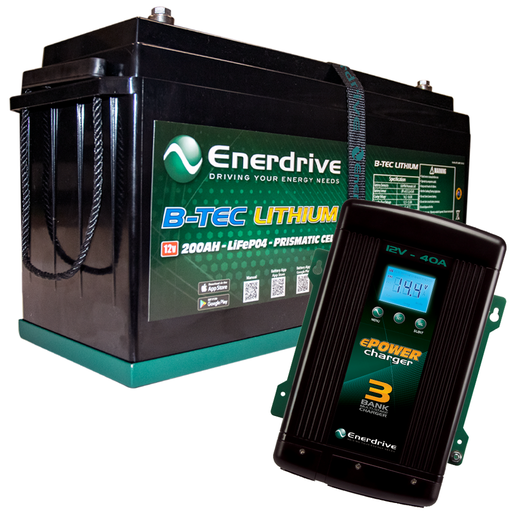 [K-200-AC40-BUNDLE-G2] Enerdrive B-TEC 12V 200Ah Battery & 40AC Charger