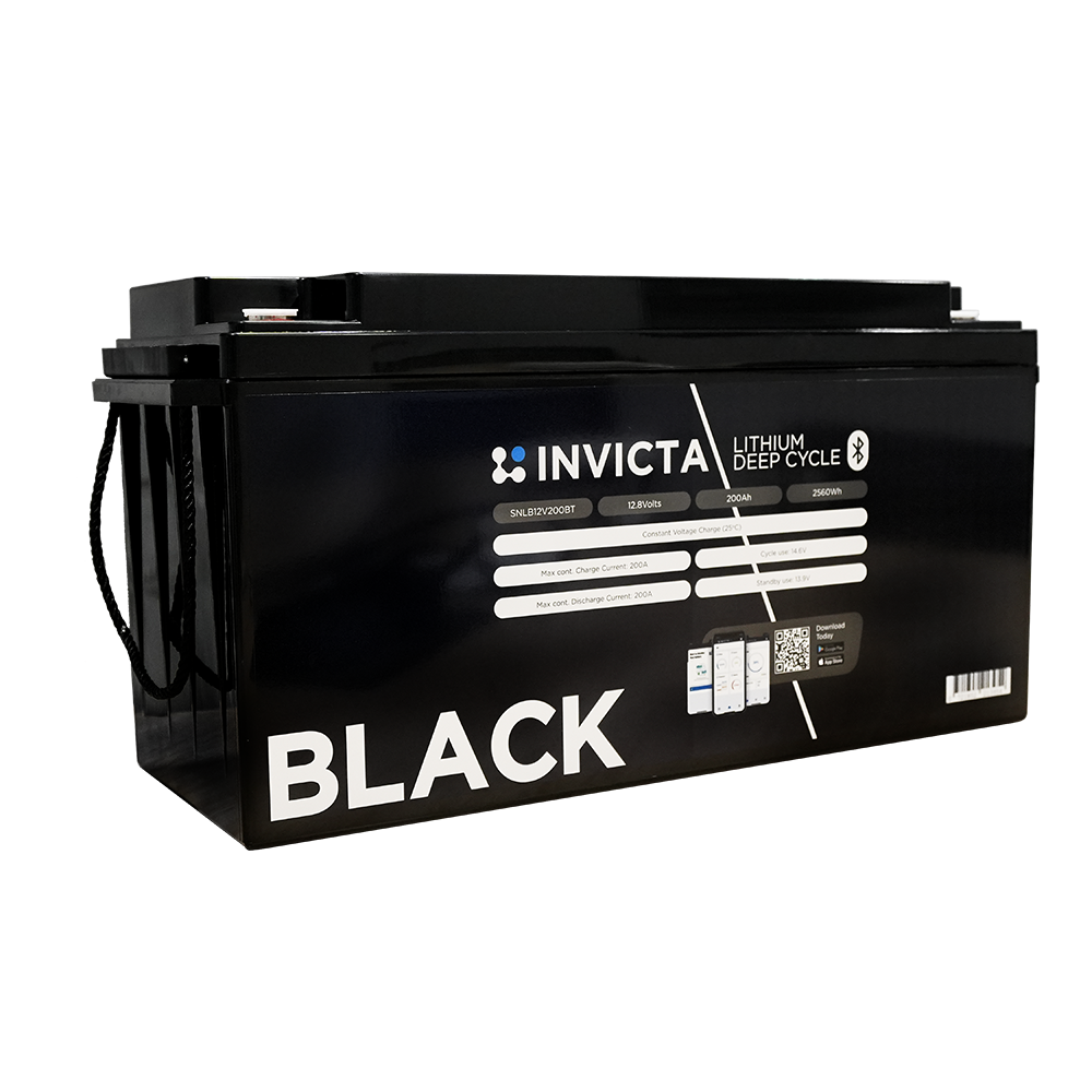 Invicta Black 12V 200Ah LiFePO4 Battery (Bluetooth)