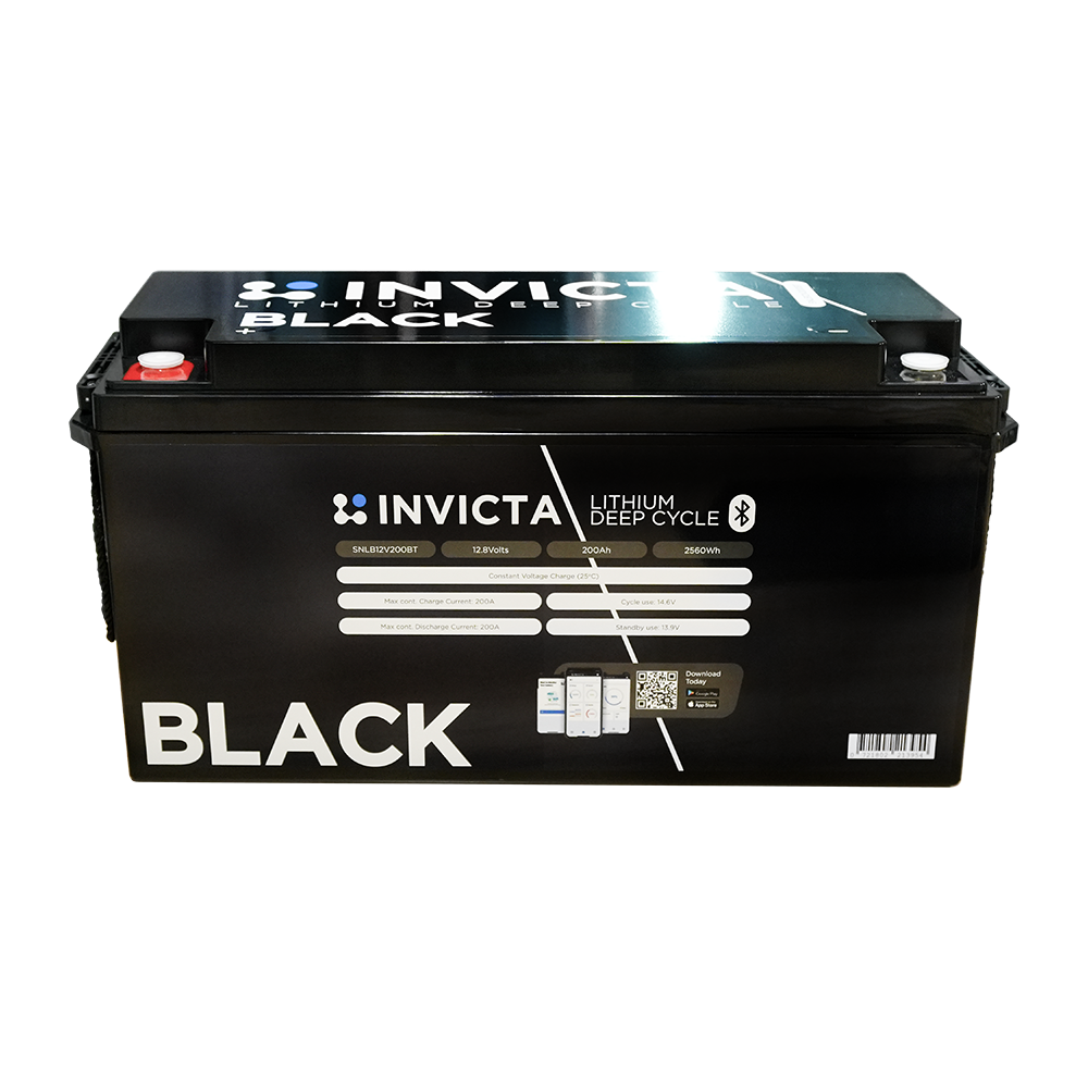 Invicta Black 12V 200Ah LiFePO4 Battery (Bluetooth)