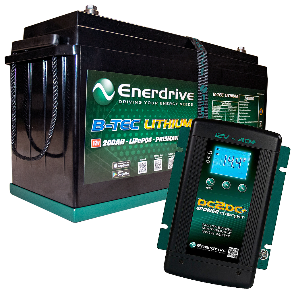 [K-200-DC40-BUNDLE-G2] Enerdrive B-TEC 12V 200Ah Battery & 40DC Charger