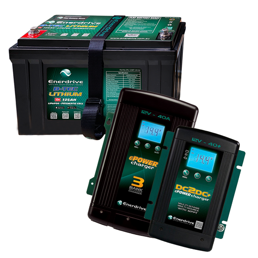 [K-125-04] Enerdrive Btec Lifepo4 12V 125Ah Dc40 Ac40 Bundle
