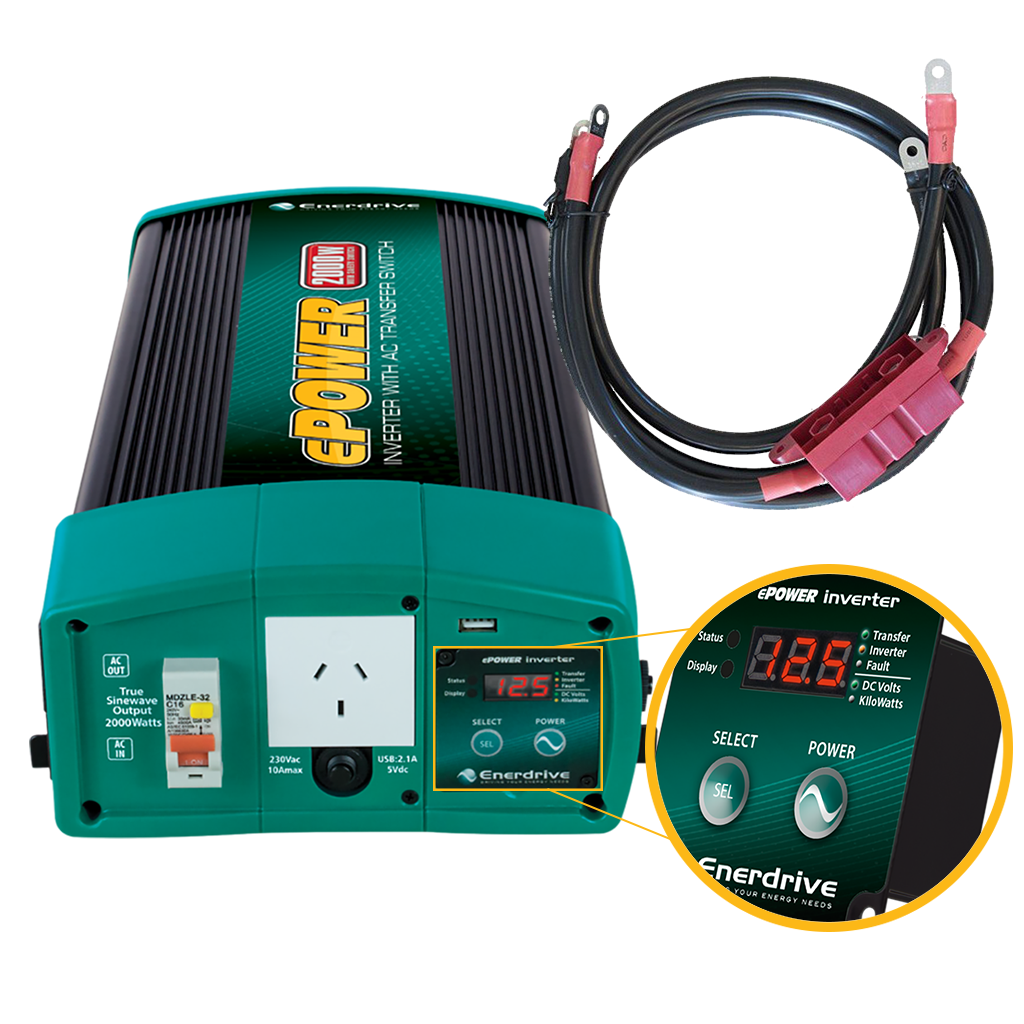 Enerdrive ePOWER 12V 2000W Inverter + Cable Kit