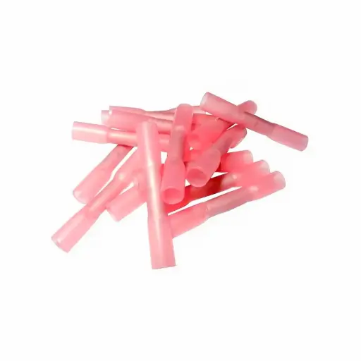 [C512_10] 1.5mm Red Heat Shrink Double Grip Butt Splice Connectors (10)