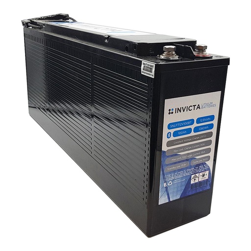 [SNLFT12V100BT] Invicta Lithium 12V 100Ah LiFePO4 Slim Battery (Bluetooth)