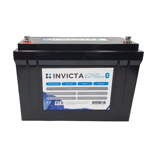 Invicta Lithium 24V 50Ah LiFePO4 Battery (Bluetooth)