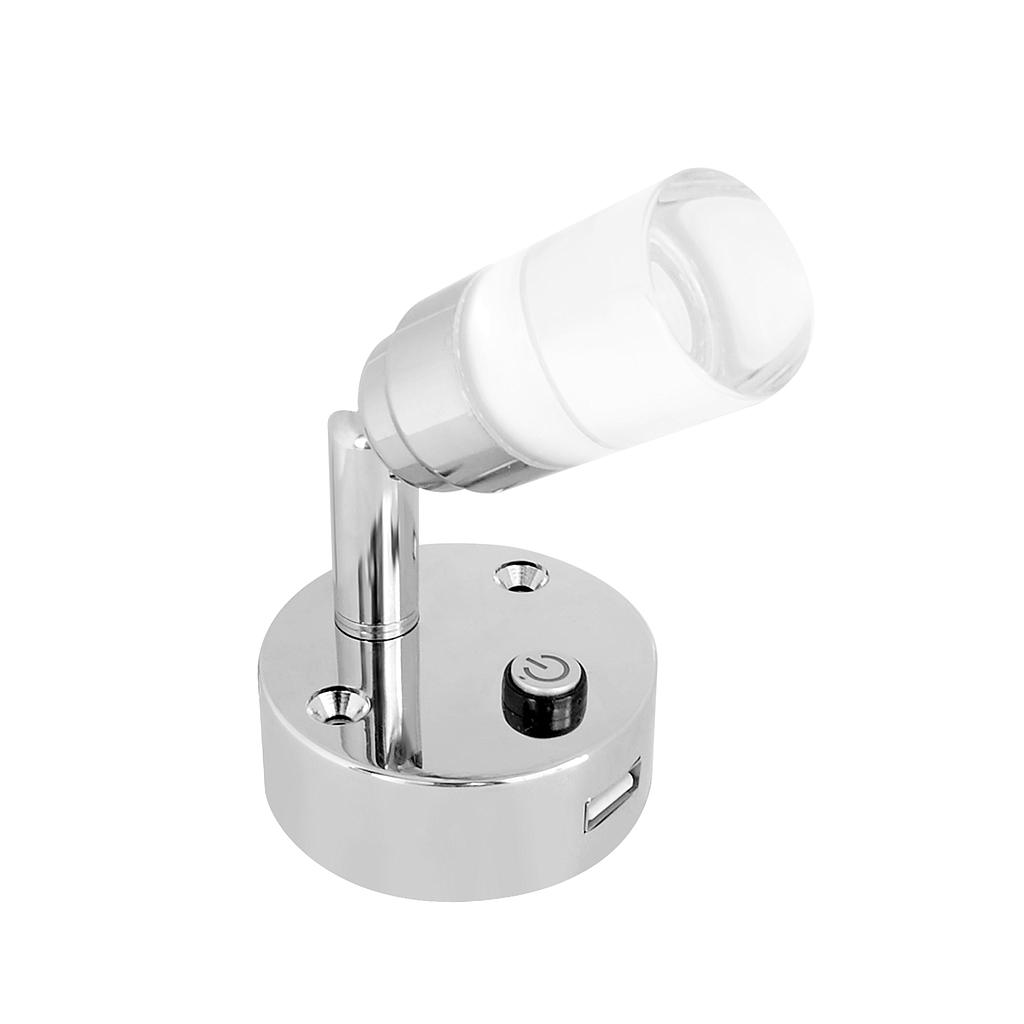 Dream Lighting 12V Cool White & Blue LED Swivel Joint Chart Reading Light with USB Charger