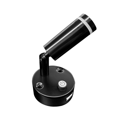 [0012176CS-USB-BLK] Dream Lighting 12V Cool White & Blue LED Swivel Joint Chart Reading Light with USB Charger Black