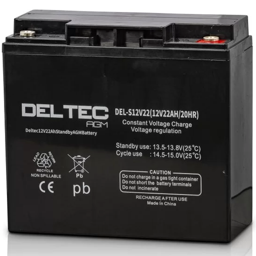 [DEL-S12V22] Deltec 12V 22Ah Standby AGM Battery