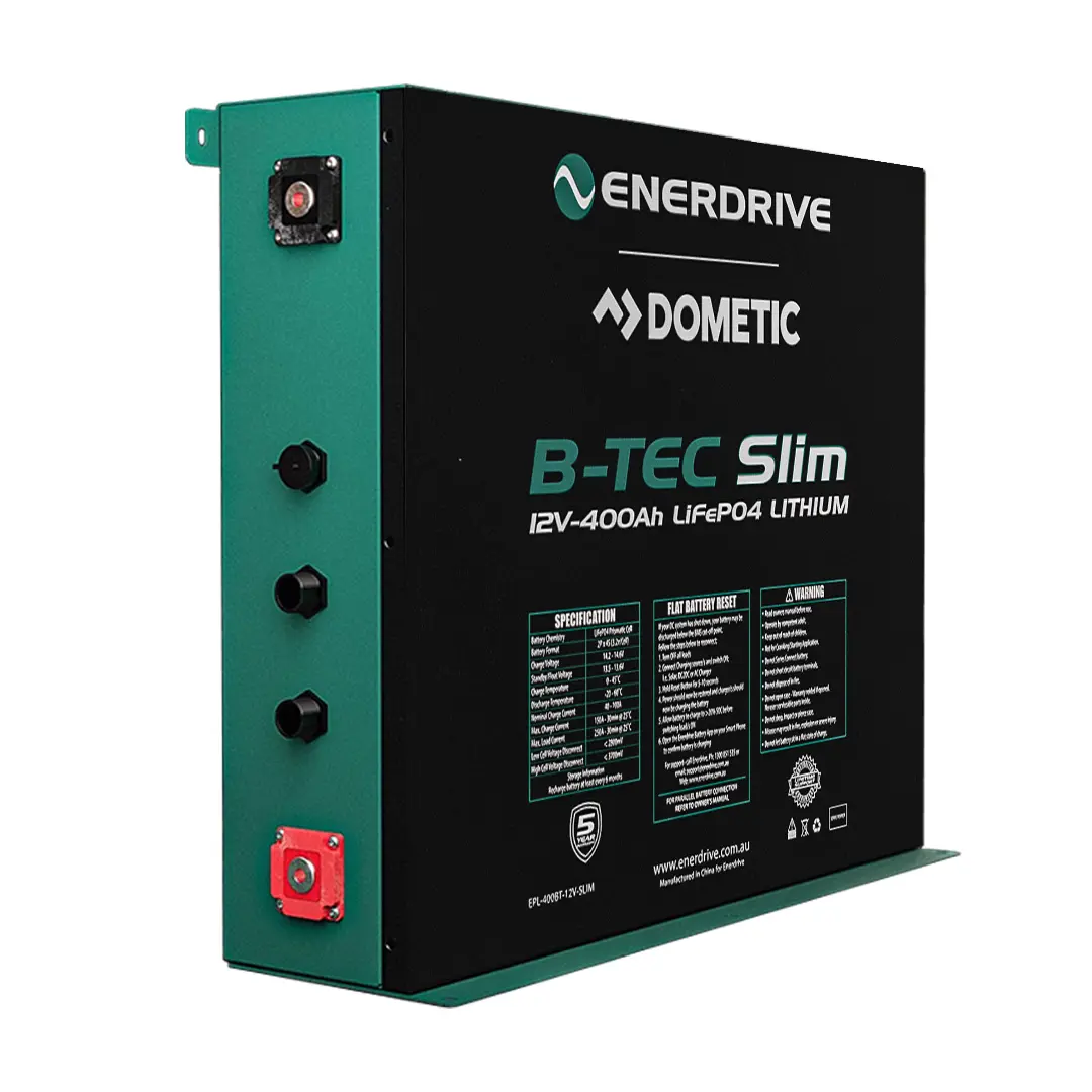 Enerdrive B-TEC 12V 400Ah LiFePO4 Slim Battery in Metal Case