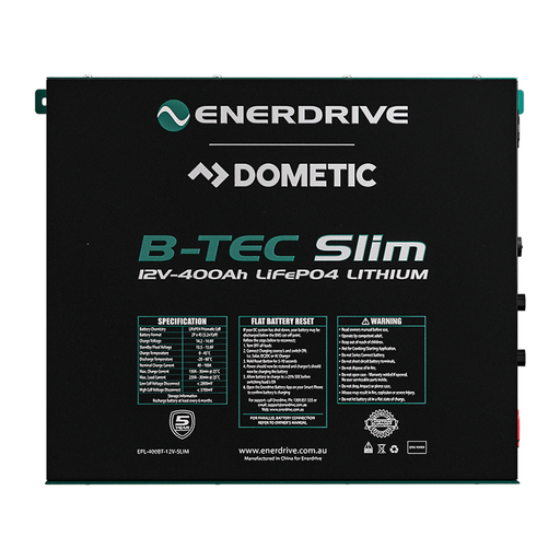 [EPL-400BTM-12V] Enerdrive B-TEC 12V 400Ah LiFePO4 Slim Battery in Metal Case