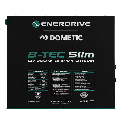 [EPL-300BTM-12V] Enerdrive B-TEC 12V 300Ah LiFePO4 Slim Battery in Metal Case