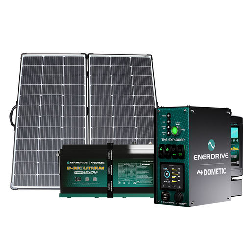 [K-EXPLORER-02-L-EPL-200-ALV-220SP] Enerdrive Explorer System LEFT 40DC inc. Simarine SCQ50 + 200Ah B-TEC + Alvolta 220W Portable Solar Kit