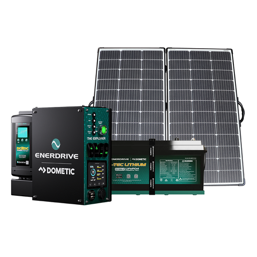 [K-EXPLORER-03-R-EPL-200-ALV-220SP] Enerdrive Explorer System RIGHT 40DC inc. Simarine SCQ50 + 200Ah B-TEC + Alvolta 220W Portable Solar Kit