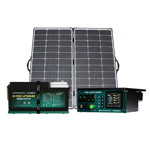 [K-EXPLORER-03-T-EPL-200-ALV-220SP] Enerdrive Explorer System TOP 40DC inc. Simarine SCQ50 + 200Ah B-TEC + Alvolta 220W Portable Solar Kit