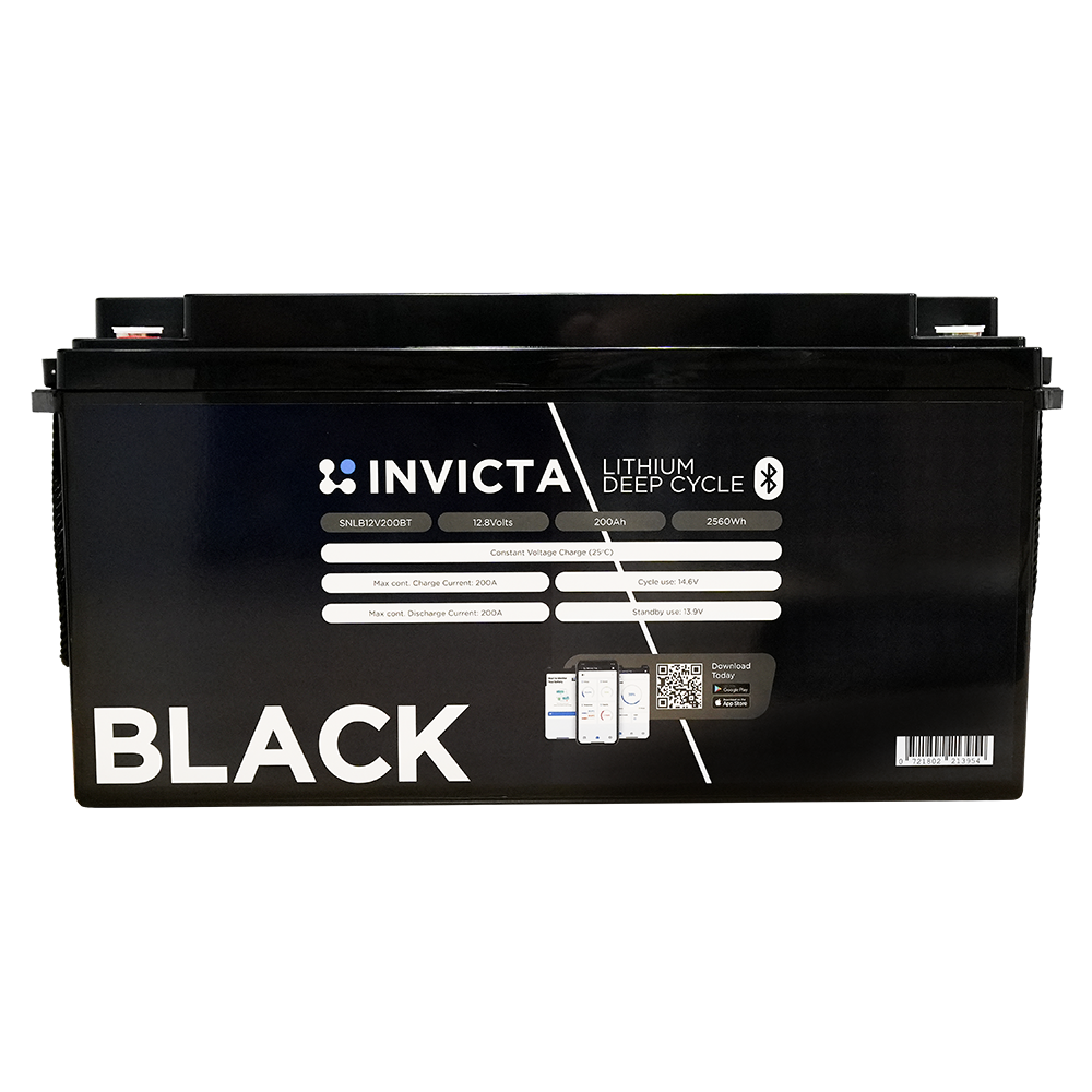 Invicta Black 12V 200Ah LiFePO4 Battery (Bluetooth)