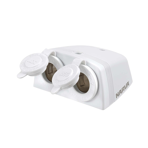 [81160WBL] Narva Twin Acc Socket S/Mount White