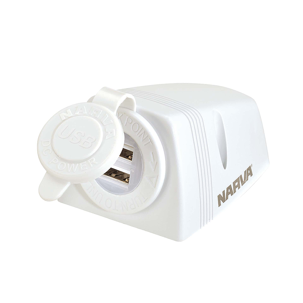 [81154WBL] Narva Dual USB Socket Surface Mount White